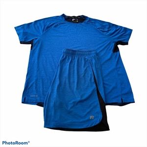 Russell Dri-Power Black/Blue Shorts And Shirt  Set